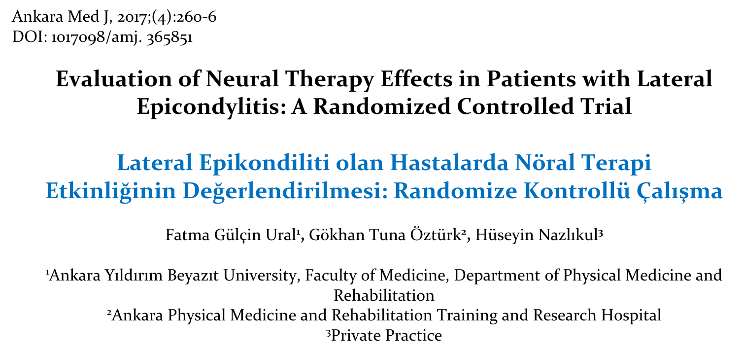 NEURAL THERAPY AND EPICONDYLITIS